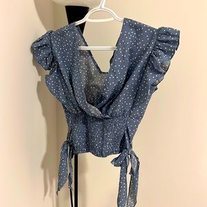 Blue, small, crop top from SHEIN.